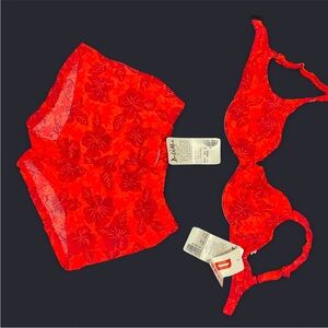 Vibrant Red Floral Bikini Set